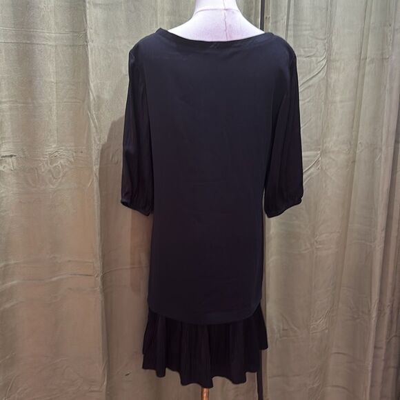 Sisley Black Ruffled Sheath Dress with Puff Sleeves, US4 - Picture 5 of 8